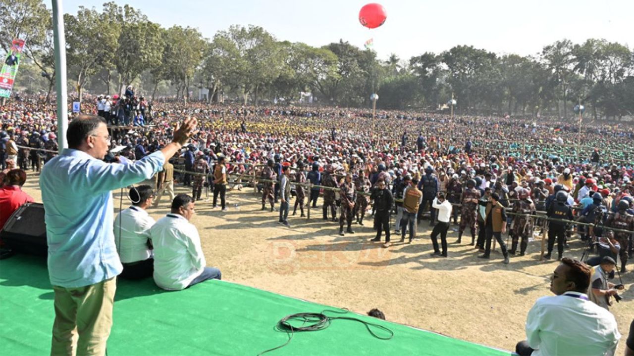 তারেক রহমানের নির্বাচনী জনসভা ঘিরে যশোরে জনতার ঢল