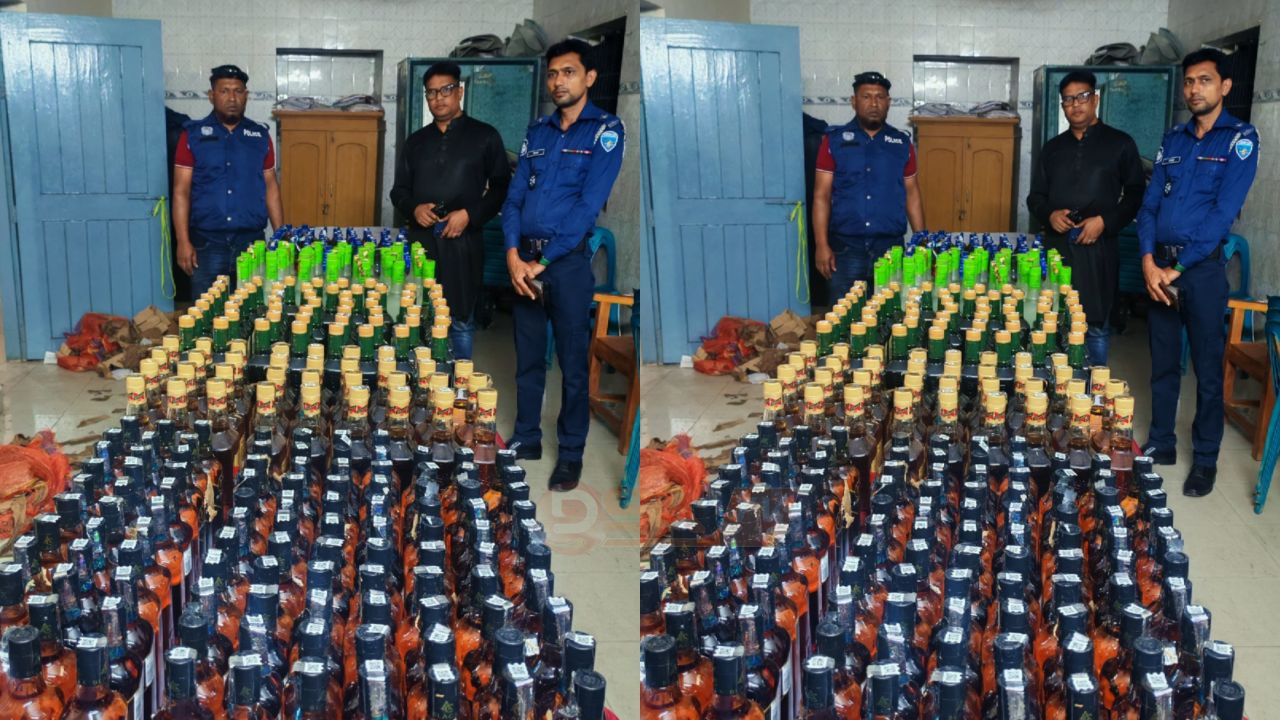 পুলিশের অভিযানে পিকআপ থেকে ৩৮৯ বোতল ভারতীয় ম'দ উদ্ধার