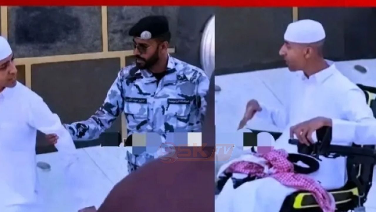 এক হাতে প্রতিব'ন্ধী হাজি, অন্য হাতে ভিড় সামলালেন পুলিশ; মক্কায় মানবিকতার অনন্য দৃষ্টান্ত