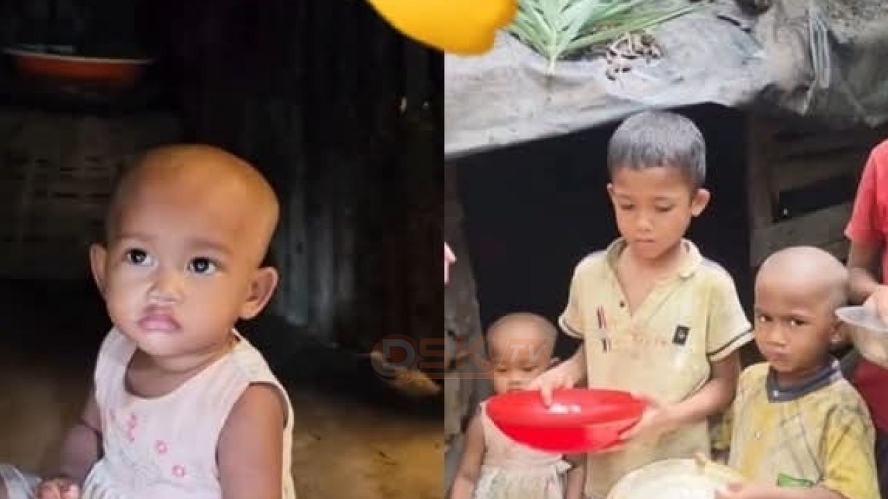 বাবা নেই, পানিপান্তাই চার এতিম শিশুর দুপুরের খাবার
