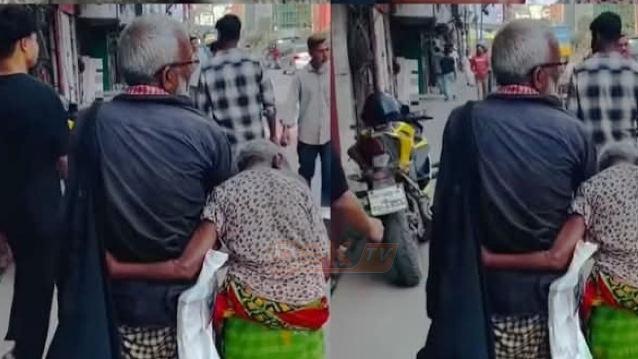 সোজা হয়ে দাঁড়ানোর শক্তি নেই মায়ের, তবুও তাঁকে আগলে নিয়ে ছুটছেন সন্তান